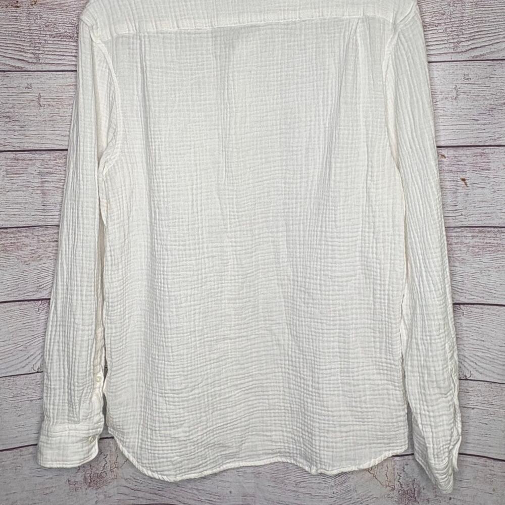Express Boyfriend Cotton Gauze Beachy Coastal Long Sleeve Button Down Top Medium - Picture 7 of 9